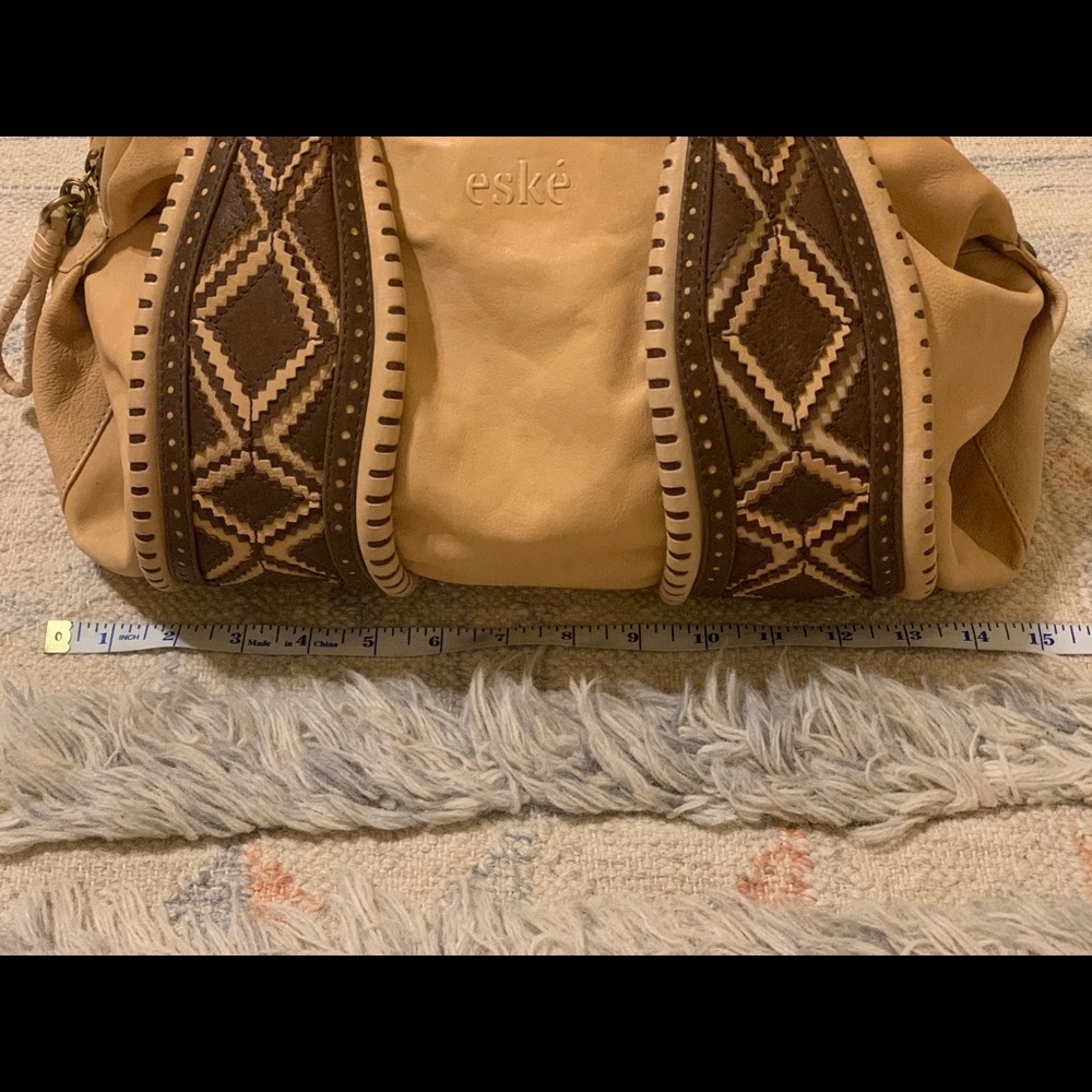 Slouchy Leather Satchel with Southwest Details - Picture 2 of 14